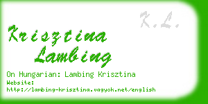 krisztina lambing business card